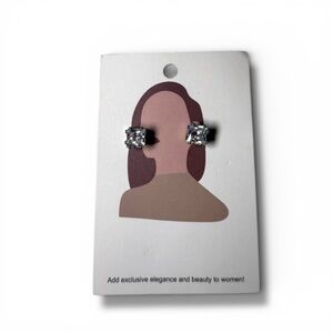 Square-cut cubic zirconia stud earrings